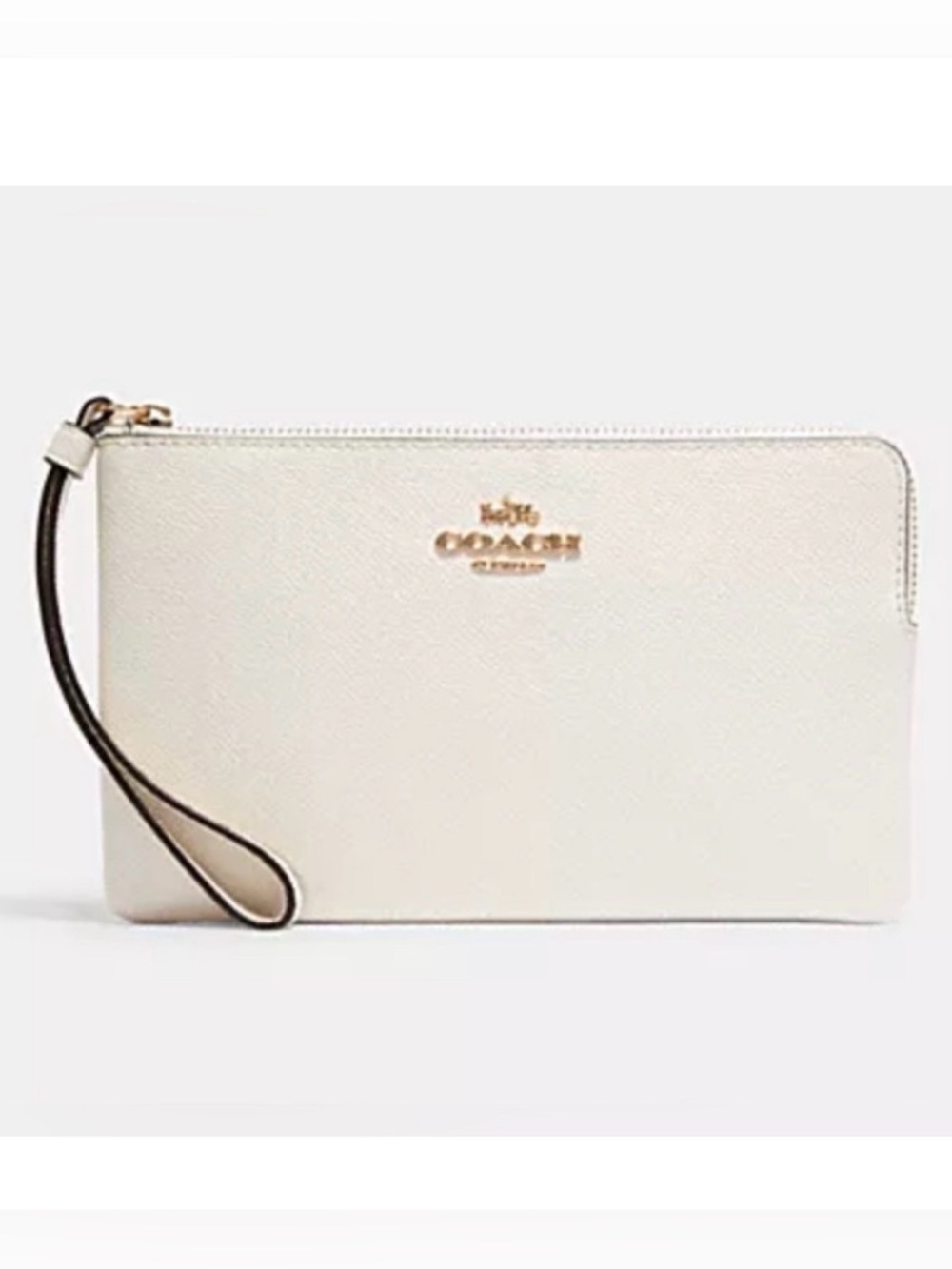 COACH 🤍CHALK🤍 WITH GOLD TONE HARDWARE LARGE CORNER ZIP WRISLET 🌟LIKE NEW🌟